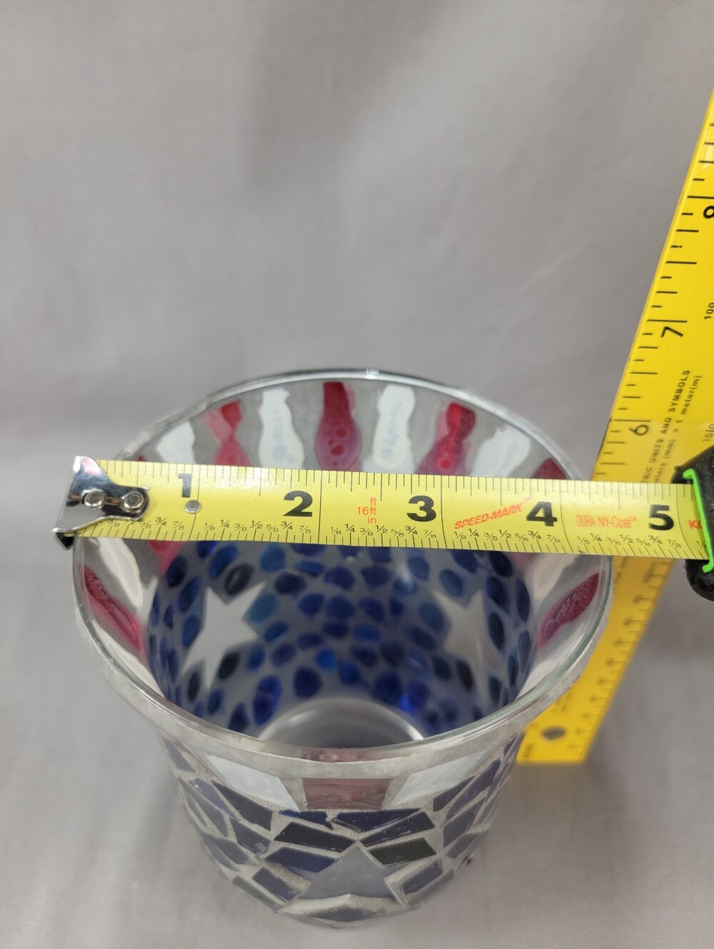 Americana Red White Blue Mosaic Glass Star Votive Candle Holder Table Decor - Picture 13 of 13